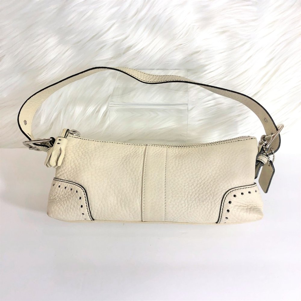 Coach Hampton Demi Ivory Leather Baguette Bag
